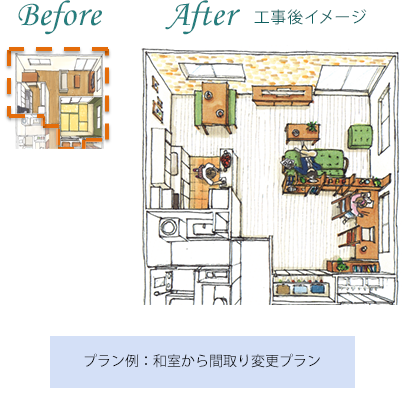 プラン例：和室から間取り変更プラン